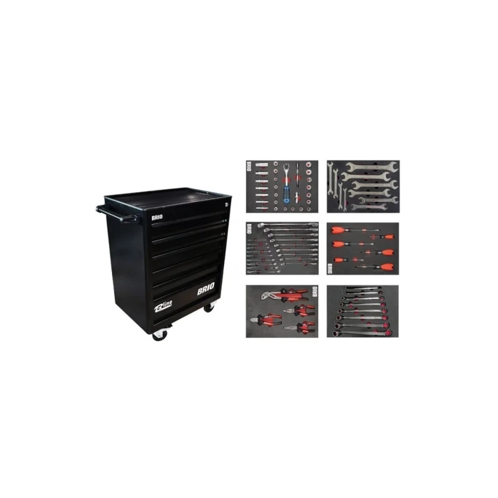Tool Trolley 6 Drawers Black Eco Full 74 Pcs