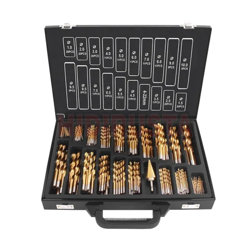 Drill Bit Set 1-10 231 Pieces Hss Tin Coated