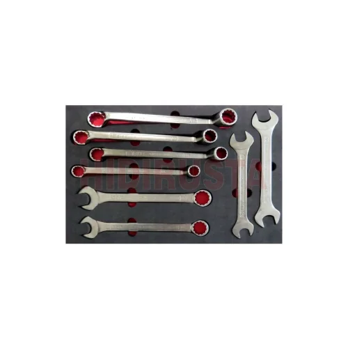 8 Piece Heavy Duty Open Ended - Ring - Combination Wrench Set With Foam inlet