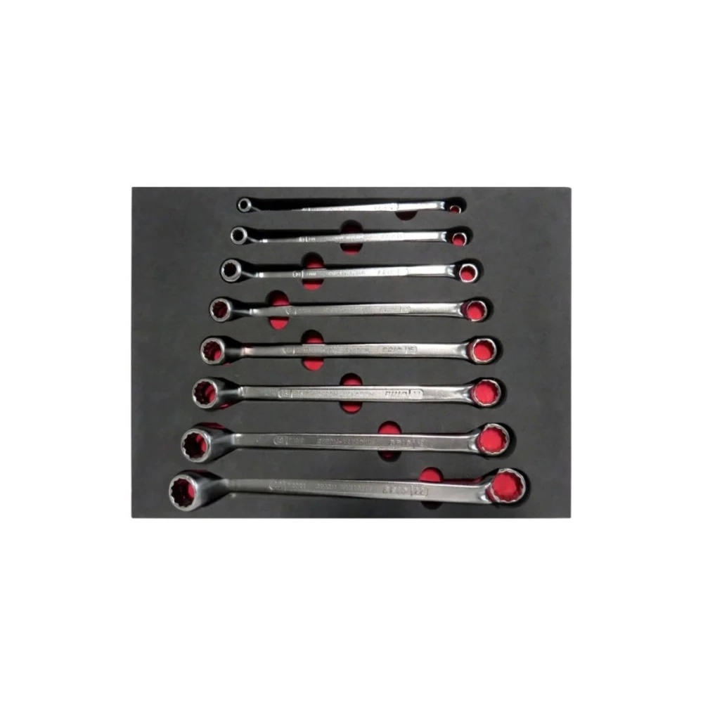 8 Piece Double-Ended Ring Wrench Set 6X7 - 20X22 With Foam inlet