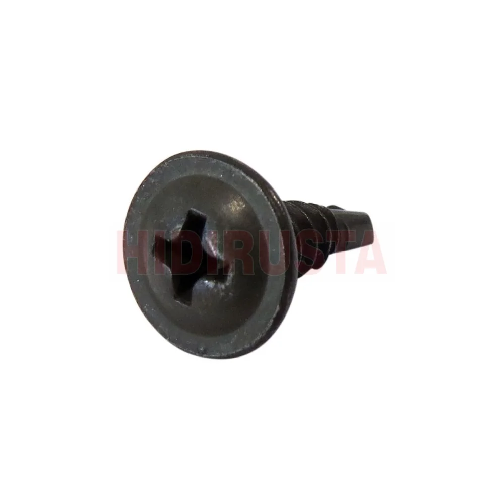 Wide Black Drilling Screw For License Plate 4,8X19 Large Flange