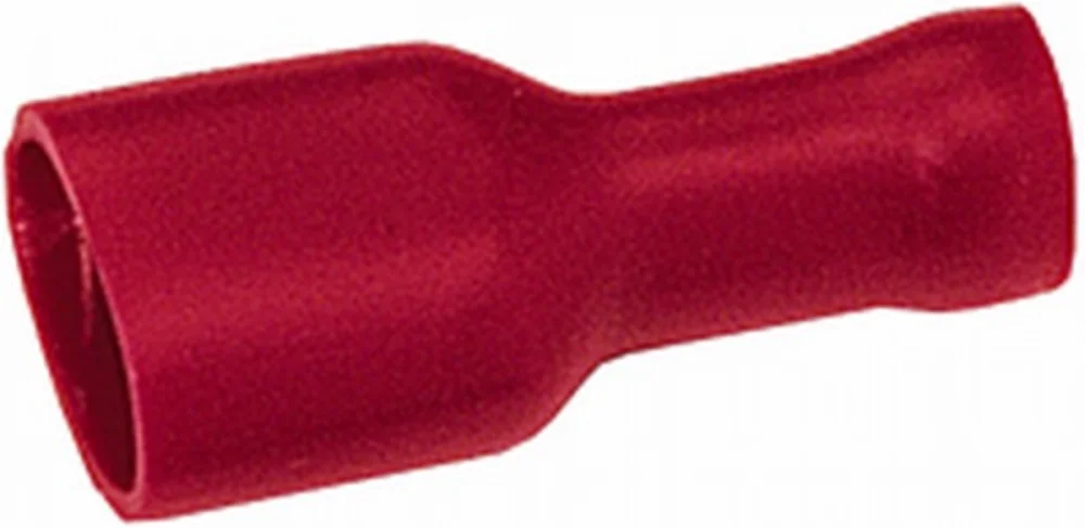 Kablo Terminali (Kırmızı, Yassı, Yalıtımlı, 0,5-1 mm² / 6,3x0,8mm) (50'li Paket)