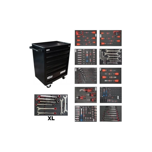 Tool Trolley 6 Drawers Xl Black Full 256 Pcs