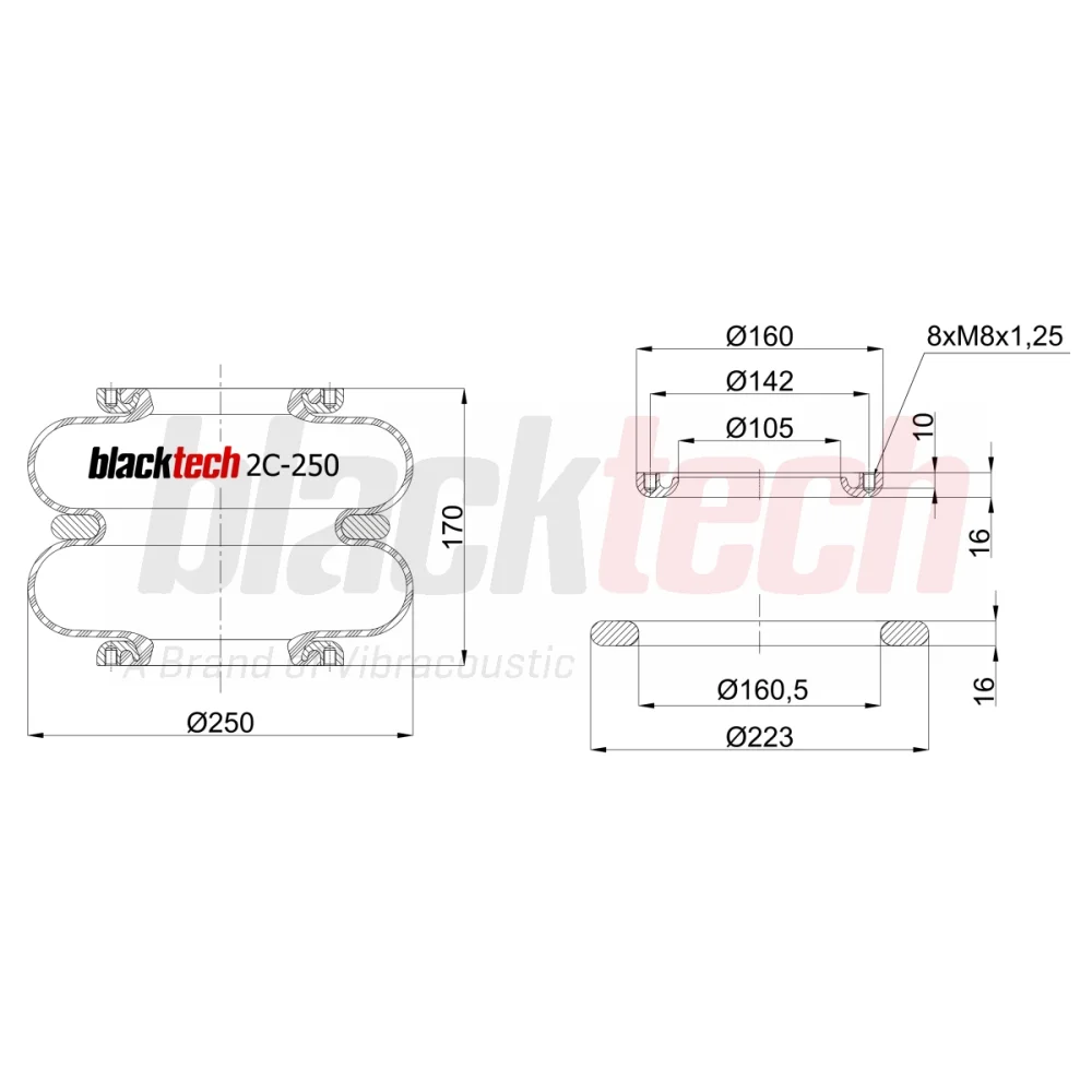 Air Springs Double Decker Flanged 2C250620S