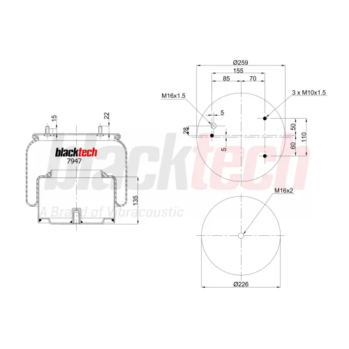Air Springs Complete Metal Piston Single Union