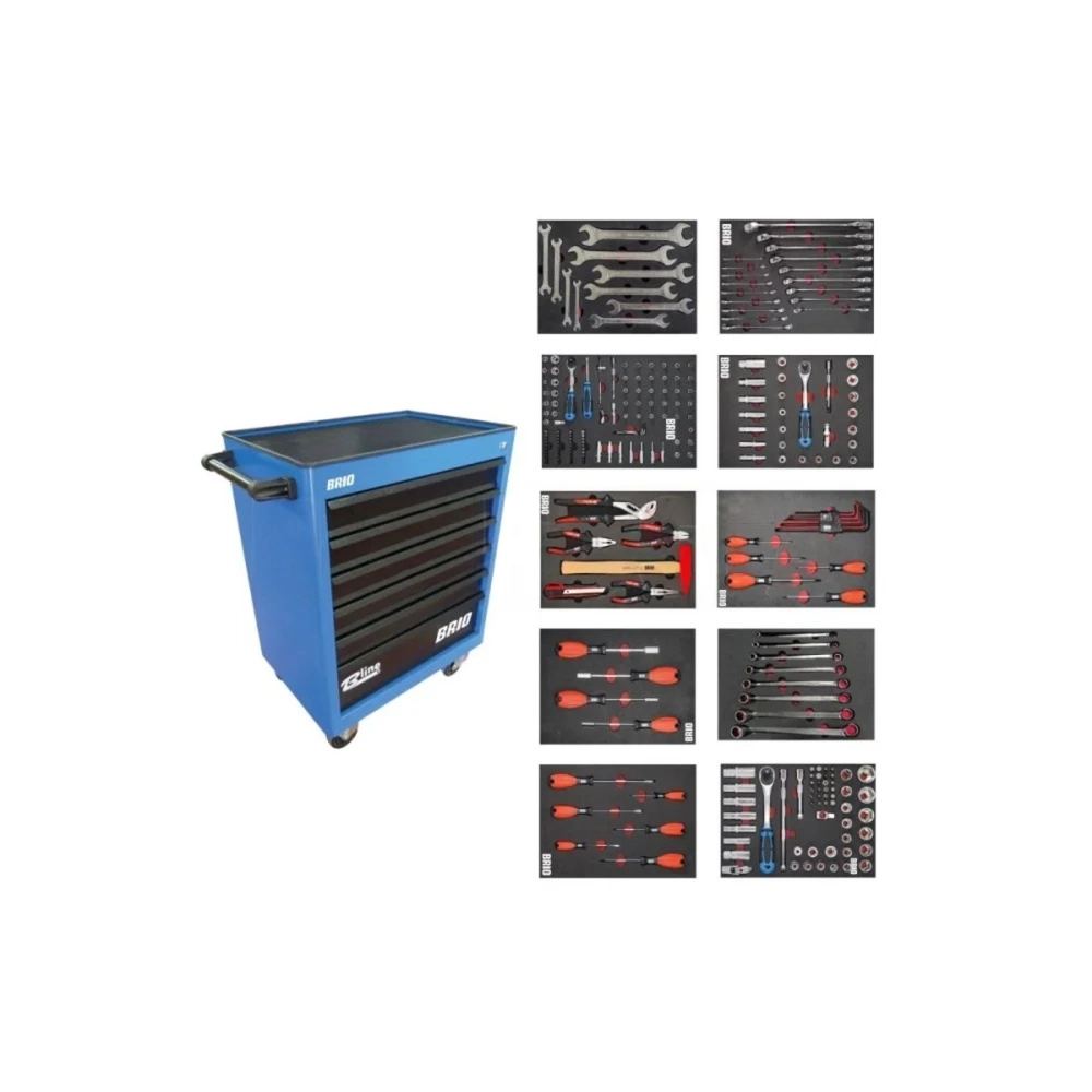 Tool Trolley 6 Drawers Blue Brio 2022 Full 259 Pcs