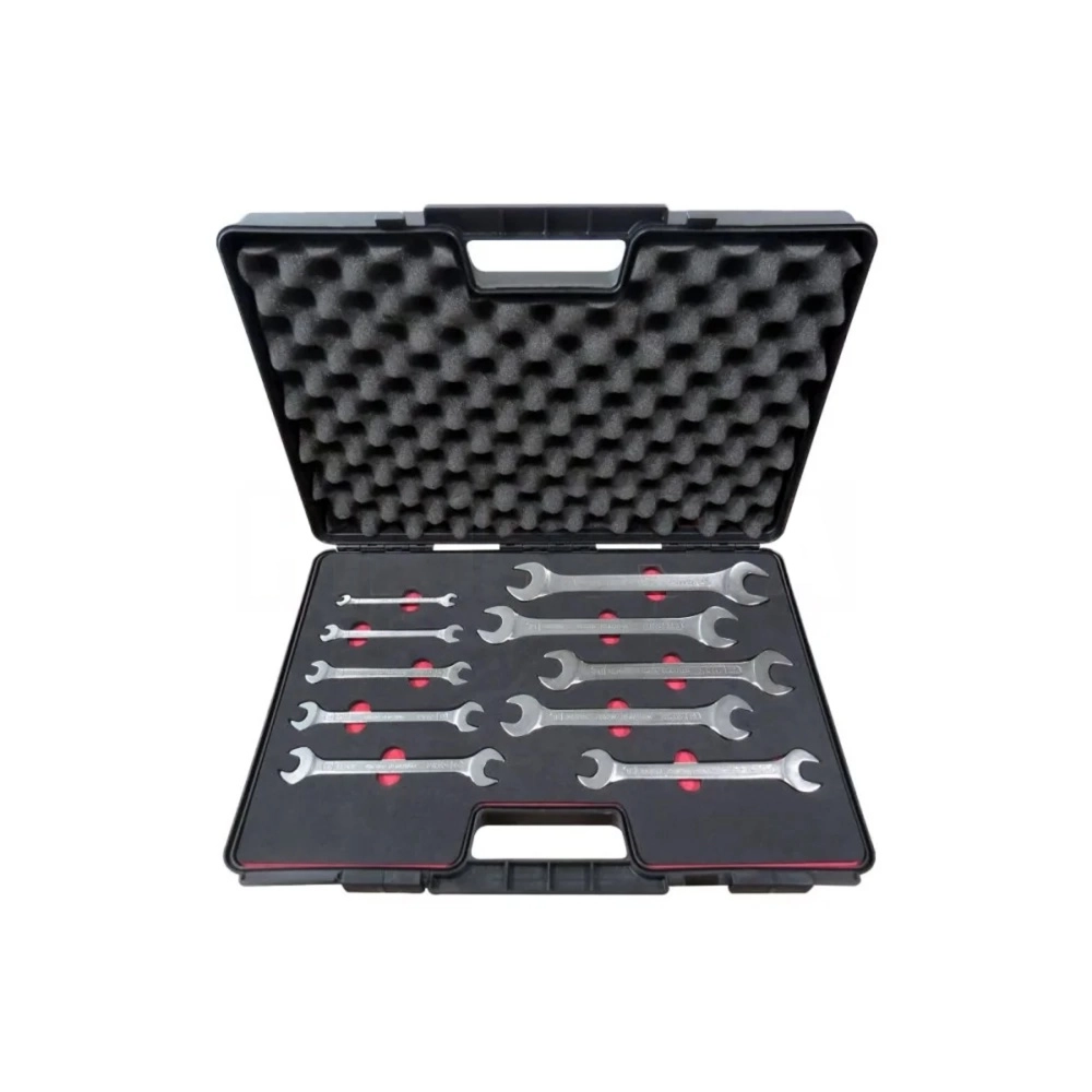 10 Piece Double Open Ended Wrench Set 6X7 - 24X27 in Plastic Case