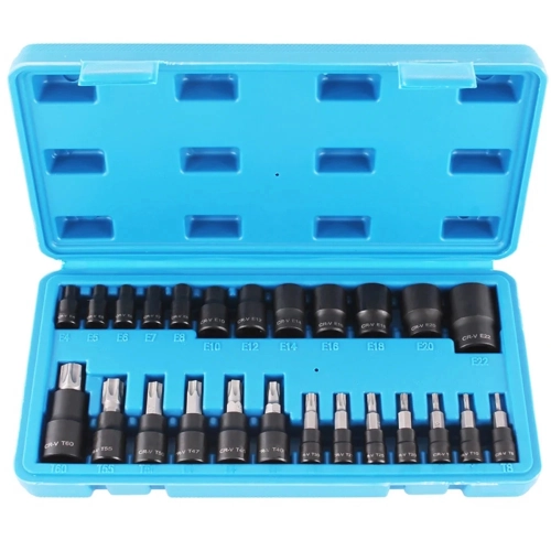 Torx Socket Set 1/2 1/4 3/8 25 Pieces T8-T60 / E4 - E22