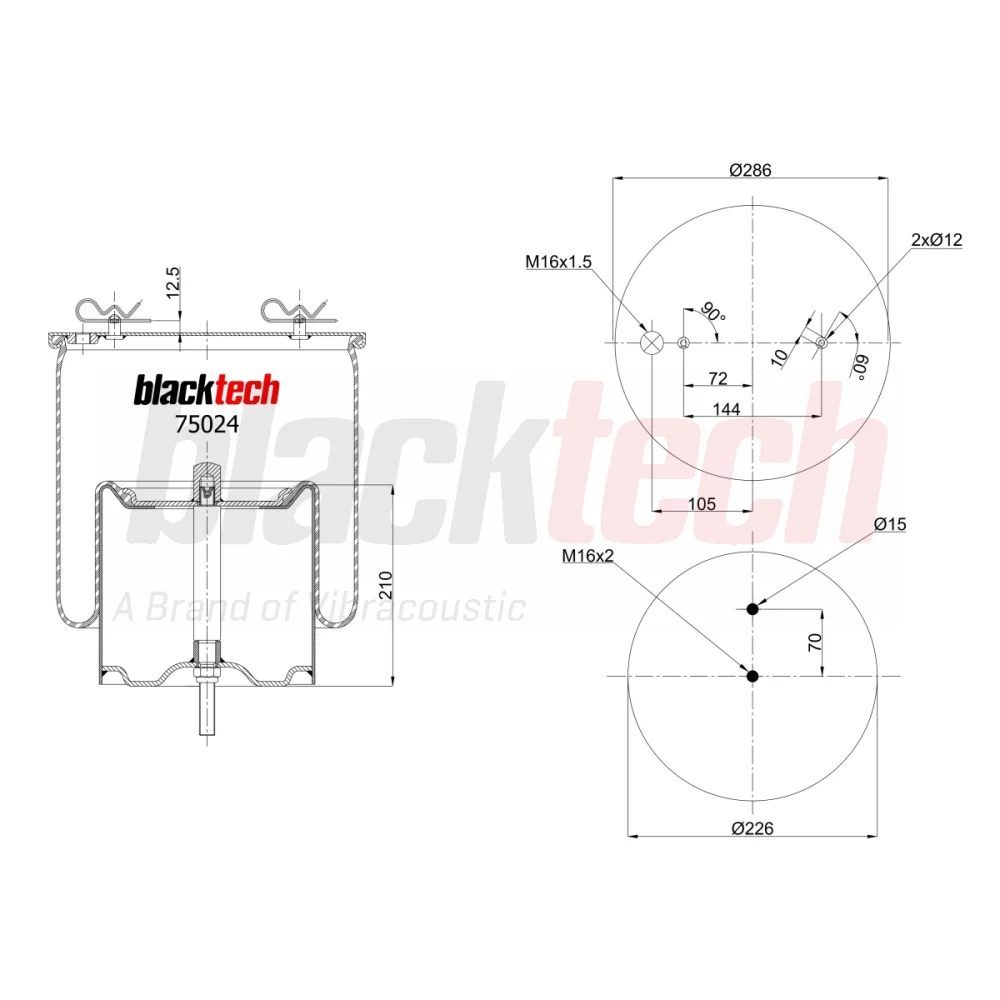 Air Springs Complete Metal Piston  (Six Closed)