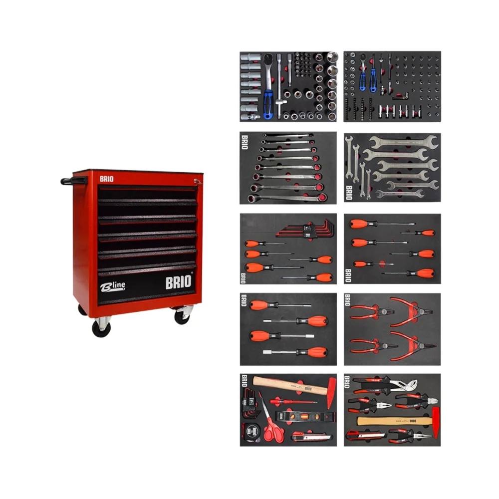 Tool Trolley 6 Drawers Red New 233 Pcs
