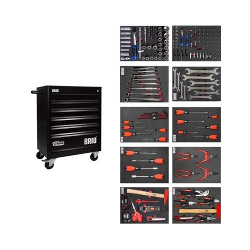 Tool Trolley 6 Drawers Black New 233 Pieces