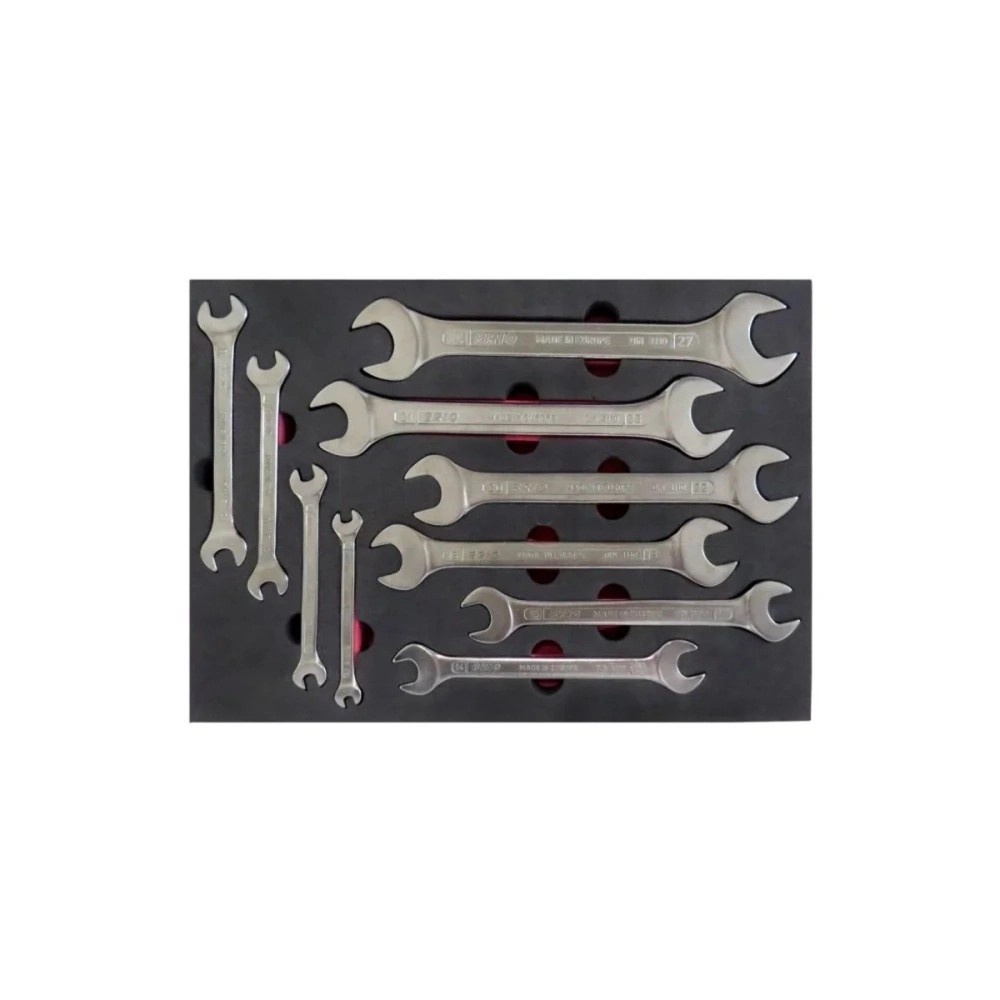 10 Piece Double Open Ended Wrench Set 6X7 - 24X27 With Foam inlet