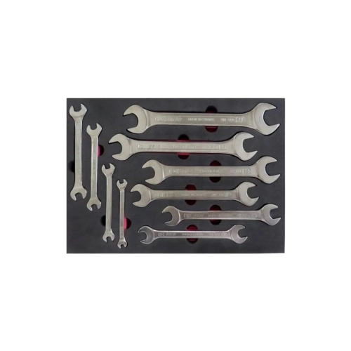 10 Piece Double Open Ended Wrench Set 6X7 - 24X27 With Foam inlet