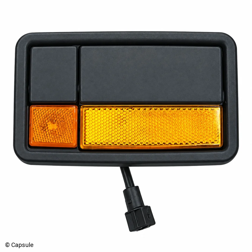 Luggage flap handle with lamp